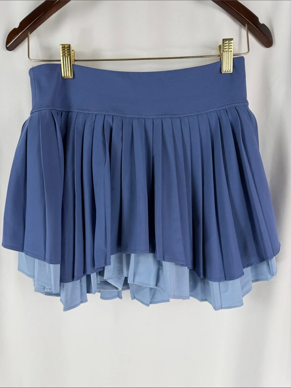 Yogalicious Leah Pleated Tennis Skort Blue Built-In Shorts Size M